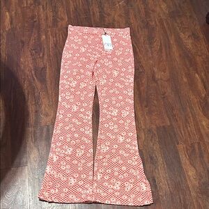 Zara Red & White Daisy Check Pants